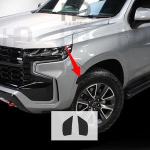 HDUSA Fits Chevrolet Tahoe 2021-2024 Front Side Markers Reflectors Bumper Precut Dark Vinyl Tint Overlay Decal 2021 2022 2023 2024