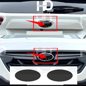 HDUSA Fits 2018-2023 Crosstrek XV Front Dark Tint Precut Oval Blacked Decals Vinyl Tint Overlay 2019 2020 2021 2022 Compatible to Emblem