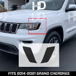 HDUSA Fits 2014-2021 Grand Cherokee Headlight Front Side Marker Overlay Precut Tint Blacked Vinyl Tint Overlay 2016 2017 2018 2019 2020