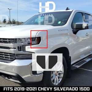 HDUSA Fits 2019-2021 Chevy Silverado 1500 Front Amber Side Marker Headlight Precut Dark Vinyl Tint Overlay Decal 2019 2020 2021