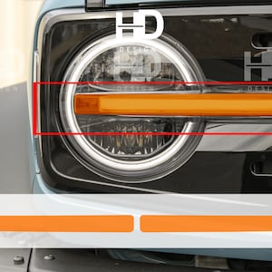 HDUSA Fits Bronco Headlight Led Section Precut Amber Dark Vinyl Tint Decal Overlay Dark Out 2021 2022 2023 2024 LED Style Only Front