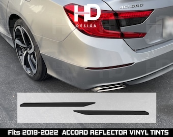 HDUSA Fits Accord 2018-2022 Rear Bumper Reflectors Light Precut Dark Vinyl Tint Overlay 2019 2020 2021 Dark Blacked Out For Honda