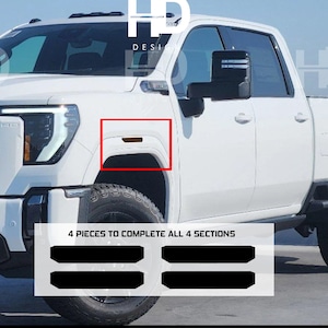 HDUSA Fits 2024 2025 GMC Sierra 2500 & 3500 HD Front and Rear Side Markers Reflectors Bumper Precut Dark Vinyl Tint Overlay Decal