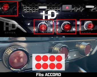 HDUSA Fits Honda Accord 2023-2025 Interior Climate AC Push Button Dash Circle Insert Red Dark Precut Vinyl Tint Decal Overlay 2023 2024