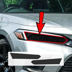 HDUSA Fits 2022 2023 2024 2025 Honda Civic Front Head Light Middle Precut Dark Ppf Decal Vinyl Tint Overlay Hatchback Sedan