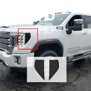HDUSA Fits 2020-2023 GMC Sierra 2500 & 3500 HD Front Head Light Amber Precut Dark Vinyl Tint Overlay Decal 2021 2022 2023