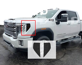 HDUSA Fits 2020-2023 GMC Sierra 2500 & 3500 HD Front Head Light Amber Precut Dark Vinyl Tint Overlay Decal 2021 2022 2023
