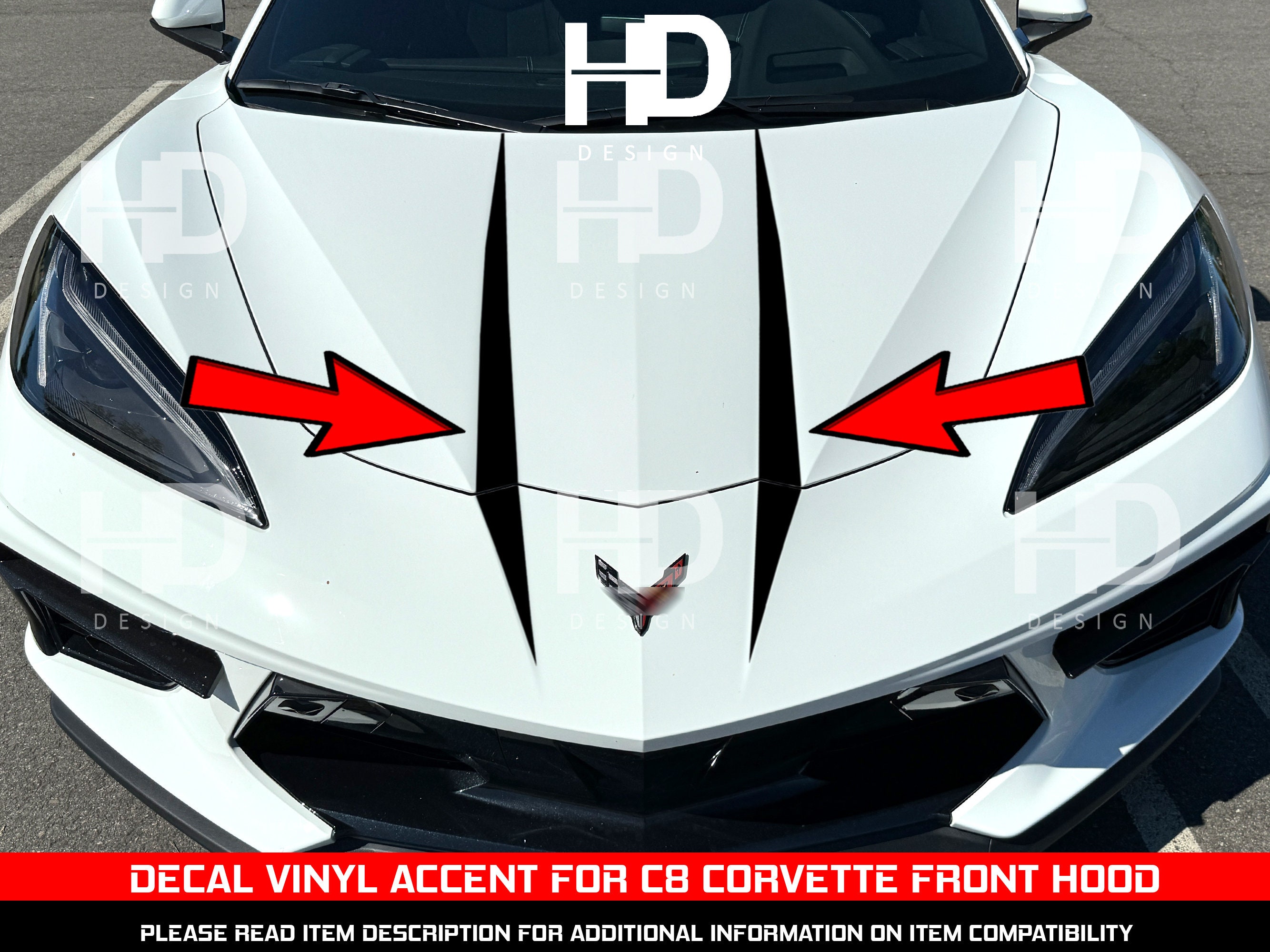 HDUSA Fits 2020-2024 Chevy Corvette C8 Front Hood Dual Fang Accent ...