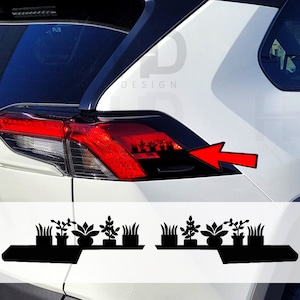 HDUSA Fits RAV4 2019-2025 Tail Light Side Topper Decals Plants Flowers Vinyl Matte or Gloss Black 2 Sets PreCut 2019 2020 2021 2022 2023