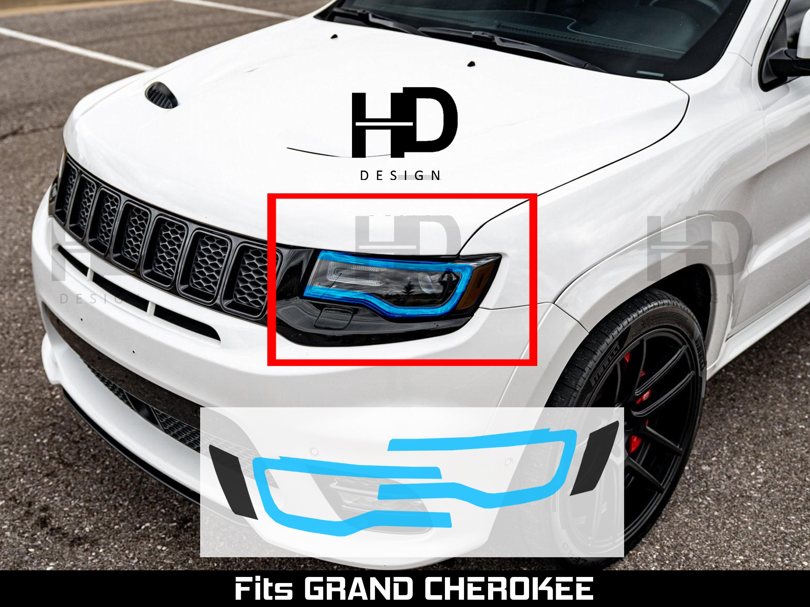 HDUSA Fits Jeep Grand Cherokee 20172021 Front Headlight Vinyl Etsy