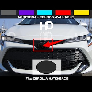HDUSA Fits Toyota Corolla 2019-2025 Hatchback Dark Front Precut Red Oval Dark Vinyl Tint Overlay 2019 2020 2021 2022 Compatible to Emblem