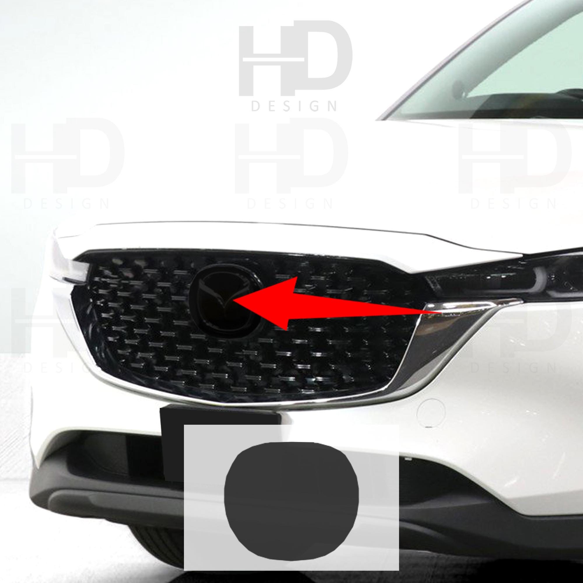 HDUSA Fits CX-5 Mazda 2018-2025 Front Precut Oval Dark Blacked out Red Vinyl Tint Overlay  2020 2021 2022 2023 2024 Compatible to Emblem