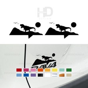 HDUSA Fits RAV4 2019-2025 T-Rex Desert Bird Vinyl Decals on Top of Emblem Rear Car Badge Dinosaur 2 Decals For 2019 2020 2021 2022 2023 2024