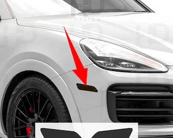 HDUSA - Feux de position latéraux avant ambrés foncés pour Porsche Cayenne (2019-2027) - Accessoires - Autocollant de superposition foncé