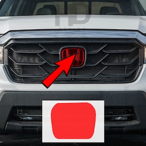 HDUSA Fits Honda Ridgeline 2019-2026 Front Red Precut Dark out Vinyl Tint Decal Overlay 2020 2021 2022 2023 2024 2025 Compatible to Emblem