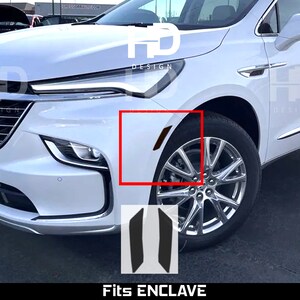 HDUSA Fits Buick Enclave 2022-2023 Front Side Markers Precut Dark Vinyl Bumper Tint head Overlay Decals Out 2022 2023