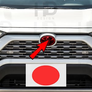 HDUSA Fits Toyota RAV4 2019-2025 Front Dark Precut Oval Red Blacked out Vinyl Tint Overlay 2019 2020 2021 2022 2023 Compatible to Emblem