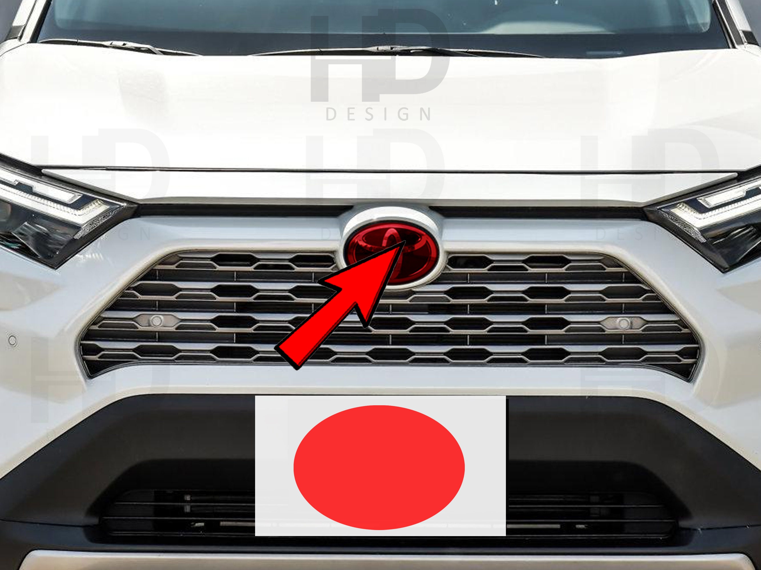HDUSA Fits Toyota RAV4 2019-2025 Front Dark Precut Oval Red Blacked out Vinyl Tint Overlay 2019 2020 2021 2022 2023 Compatible to Emblem
