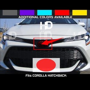 HDUSA Fits Toyota Corolla 2019-2025 Hatchback Decals Front Precut Red Oval Dark Vinyl Tint Overlay 2019 2020 2021 2022 Compatible to Emblem