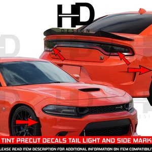 HDUSA Fits Dodge Charger 2015-2023 Tail Light Side Marker Front Rear Precut Decals Dark Vinyl Tint Overlay 15 2016 2017 2018 2019 2020 2021