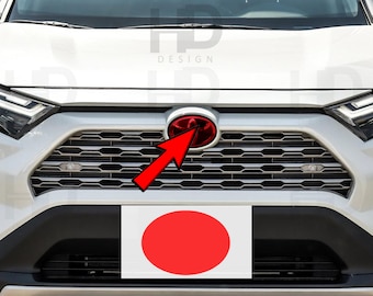 HDUSA Fits Toyota RAV4 2019-2025 Front Red Precut Oval Dark Blacked out Vinyl Tint Overlay 2019 2020 2021 2022 2023 Compatible to Emblem