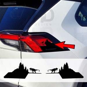 HDUSA Fits RAV4 2019-2025 Tail Light Side Topper Decals Dino Dinosaur Vinyl Matte or Gloss Black 2 Sets PreCut 2019 2020 2021 2022 2023