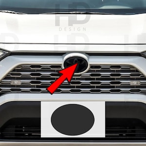 HDUSA Fits RAV4 Toyota 2019-2025 Front Dark Precut Oval Red Blacked Decals Vinyl Tint Overlay 2019 2020 2021 2022 2023 Compatible to Emblem