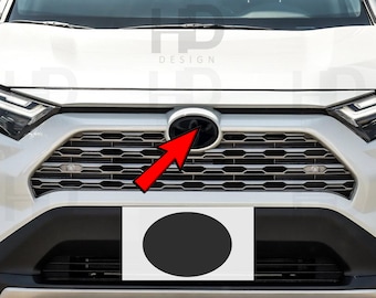 HDUSA Fits RAV4 Toyota 2019-2025 Front Dark Precut Oval Red Blacked Decals Vinyl Tint Overlay 2019 2020 2021 2022 2023 Compatible to Emblem