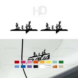 HDUSA Fits RAV4 2019-2025 Cactus Desert Vinyl Decals on Top of Emblem Rear Car Badge Arizona 2 Decals Set For 2019 2020 2021 2022 2023 2024