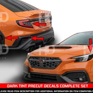 HDUSA For 2022-2025 WRX Front Rear Side Markers Tail Light Set Dark Vinyl Ppf Tint Accessories Decals Side Marker Fits Subaru 2022 2023 2024