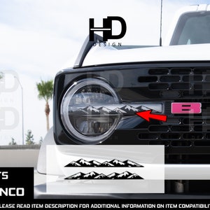 HDUSA Headlight Easter Egg Mountain Decal Fits Bronco Full Size MANY Colors Front LED Head Light Vinyl Decal Sticker 2021 2022 2023 2024 6G