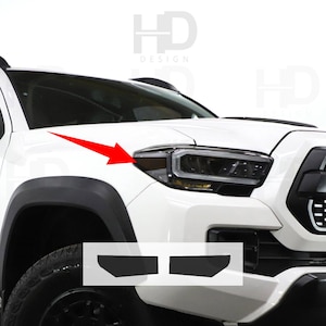 HDUSA For Tacoma Headlight Amber Decals Dark Tint Kit Black Front Side Marker for 3rd Gen Toyota Tacoma (2020-2023) 2020 2021 2022 2023
