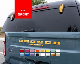 HDUSA COMBO For Bronco SPORT 2021+ Front Rear Vinyl Decal Letters & Liftgate Hinge Decal Cover Set Custom Accent Color Mod Overlay Pack