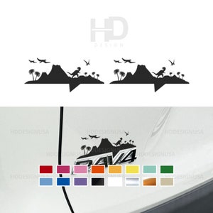 HDUSA Fits RAV4 2019-2025 Jurassic Period Dinosaurs Vinyl Decals on Top of Emblem Rear Car Badge 2 Decals For 2019 2020 2021 2022 2023 2024