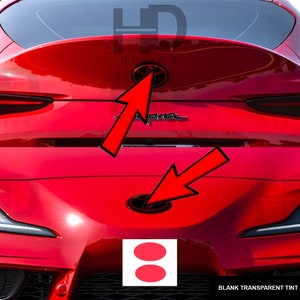HDUSA Fits Toyota Supra Gr 2020-2025 Front Red Precut Oval Dark Tint Vinyl Tint Overlay 2021 2022 2023 2024 Compatible to Emblem A90 A91