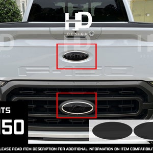 18-20 Ford F-150 Smoke Black Oval Grille & Tailgate Badges Without Front  Camera