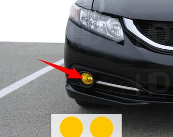 HDUSA 2013-2015 Fits Honda Civic SI Sedan Fog Light Yellow Precut Dark Vinyl Tint Overlay 2013 2014 2015