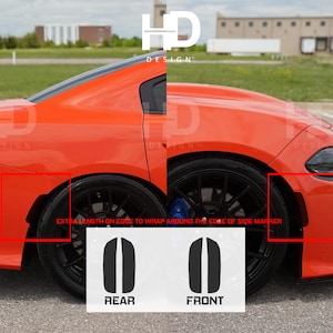 HDUSA Fits Dodge Charger 2015-2023 Side Markers Precut Dark Vinyl Tint Overlay 2015 2016 2017 2018 2019 2020 2021 2022 Front Rear
