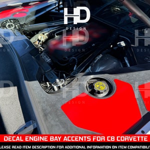 HDUSA Engine Bay Coupe Red Accents Decals Vinyl Assorted Colors 2020 2021 2022 2023 Accessory 2020-2024 Fits Chevrolet Corvette C8 Stingray