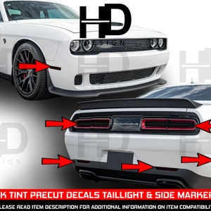 HDUSA For Dodge Challenger 2015-2023 Dark Side Markers Front Rear Tail Light Vinyl Tint Overlay 2015 2016 2017 2018 2019 2020 2021 Decals