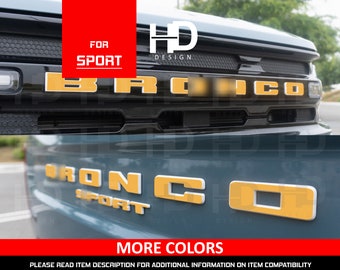 HDUSA Front Grille & Rear Emblem Vinyl Decal Lettering Set Custom Color Mod Blackout Tint Overlay Pack Fits Bronco SPORT 2021 2022 2023 2024