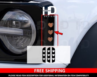 HDUSA Fits Bronco Hearts Front Side Marker Vinyl Decal Blackout Overlay Easter Egg Love Car Accessory Mod For Bronco 2021 2022 2023 2024