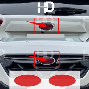 HDUSA Fits Crosstrek 2018-2023 XV Front Red Precut Decals Dark Blacked out Vinyl Tint Overlay 2018 2019 2020 2021 2022 Compatible to Emblem