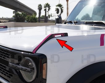 HDUSA Trail Sight Hood Tie Down Overlays Fits Bronco Full Size Vinyl Decal Sticker Inserts Stripes Off Road Accent 2021 22 23 2024 2025 2026