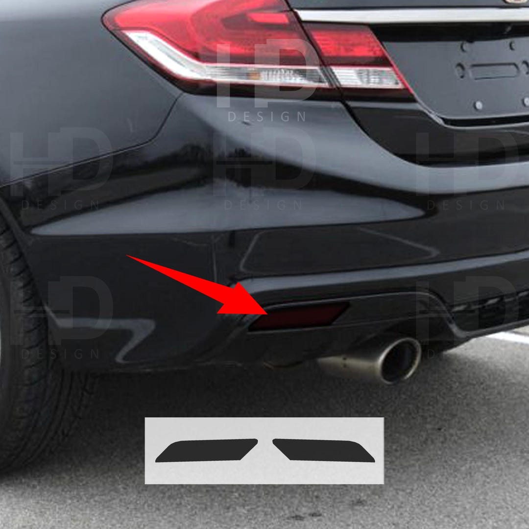 2015 Civic Rear HDUSA Fits Honda Civic Sedan 2013-2015 Rear Reflectors Area Precut Dark ...