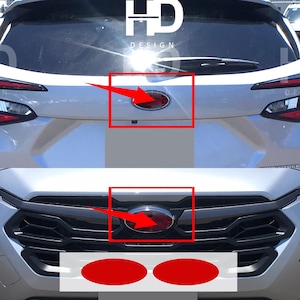 HDUSA Fits Crosstrek 2024 2025 Hatchback Front Red Tint Dark Precut Oval Blacked Decals Vinyl Tint Overlay 2024 Compatible to Emblem