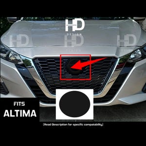 HDUSA Fits Nissan Altima 2019-2022 Front Dark Tint Precut Oval Red Blacked out Vinyl Overlay 2019 2020 2021 2022 Compatible to Emblem