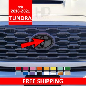 Fits Toyota Tundra 2018 - 2021 Front Emblem Vinyl Decal Overlay Cover Sticker Stealth Blackout Car Accessories Exterior For Tundra 2020 2019