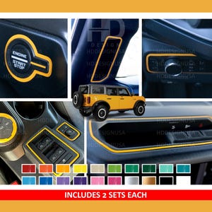 Interior Accent Color Outline Trim Combo Set Package Custom Car Accessories Mod Overlay Sticker Decals Fits Bronco 2021 2022 2023 2024