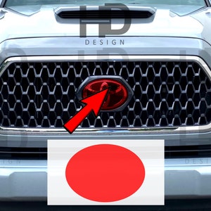 x2 HDUSA For Toyota Tacoma 2018-2023 Front Red Precut Oval Dark Blacked out Vinyl Tint Overlay 2018 2019 2020 2021 2022 Compatible to Emblem
